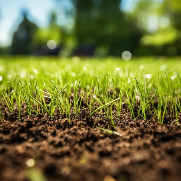 Green Lawn and Dirt Close Up