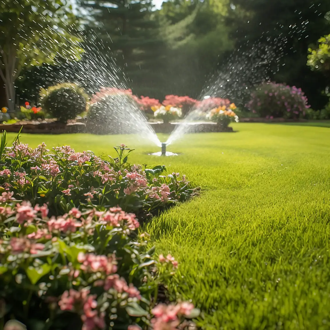 Sprinkler On Lawn